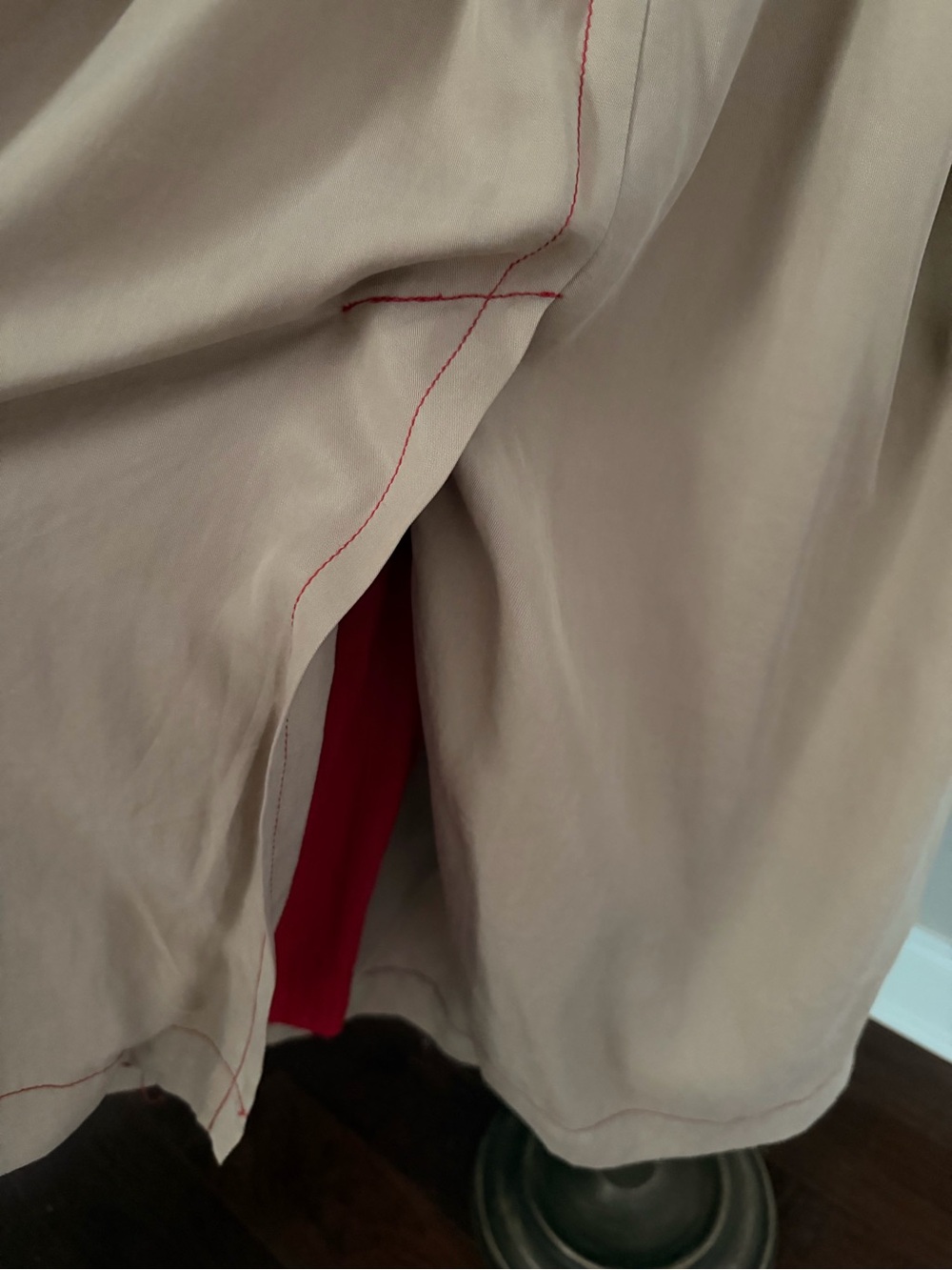 Free People Beige Trench Coat with Red Lining - Women’s Belted Trench - Picture 10 of 14